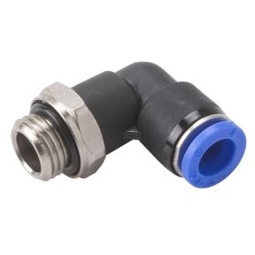 Plastični priključek kotni z navojem 1/4", 8/6 mm